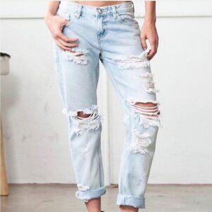 One Teaspoon 25 Awesome Baggies Women’s Jeans Low Waist Medium Rise Distressed